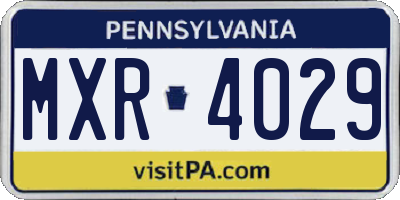 PA license plate MXR4029