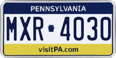PA license plate MXR4030