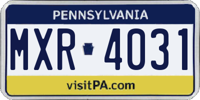PA license plate MXR4031