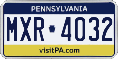 PA license plate MXR4032