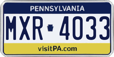PA license plate MXR4033