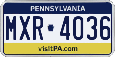 PA license plate MXR4036