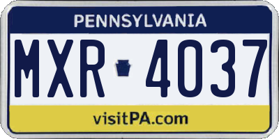 PA license plate MXR4037