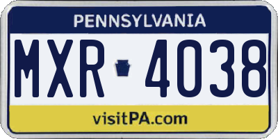 PA license plate MXR4038