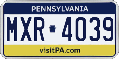 PA license plate MXR4039