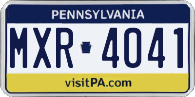 PA license plate MXR4041