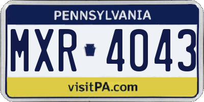 PA license plate MXR4043