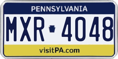 PA license plate MXR4048