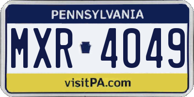 PA license plate MXR4049