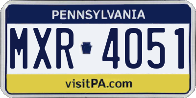 PA license plate MXR4051