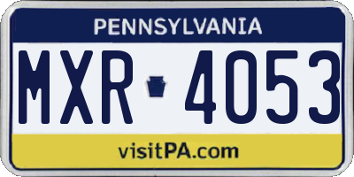 PA license plate MXR4053