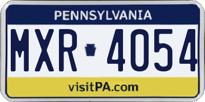 PA license plate MXR4054