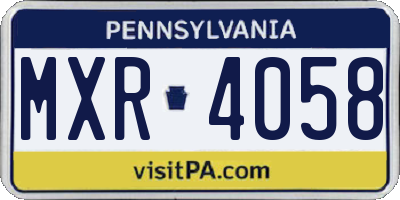 PA license plate MXR4058