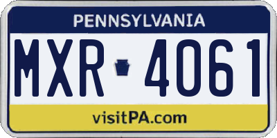 PA license plate MXR4061