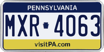 PA license plate MXR4063