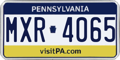 PA license plate MXR4065
