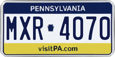 PA license plate MXR4070