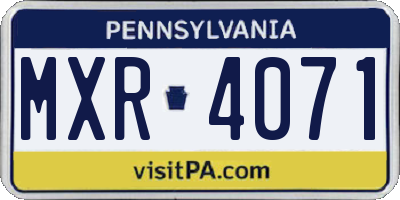 PA license plate MXR4071
