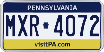 PA license plate MXR4072