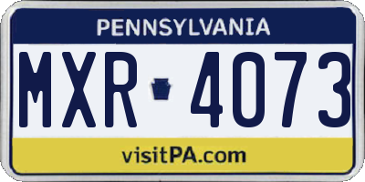 PA license plate MXR4073