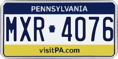 PA license plate MXR4076