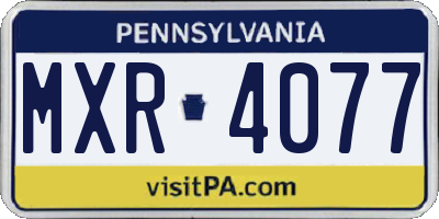 PA license plate MXR4077