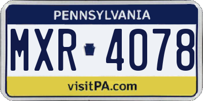 PA license plate MXR4078