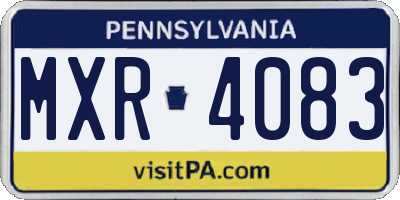 PA license plate MXR4083