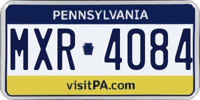 PA license plate MXR4084