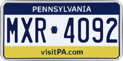 PA license plate MXR4092