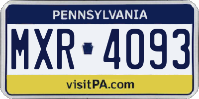 PA license plate MXR4093