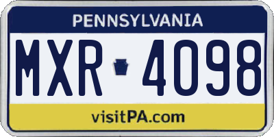 PA license plate MXR4098