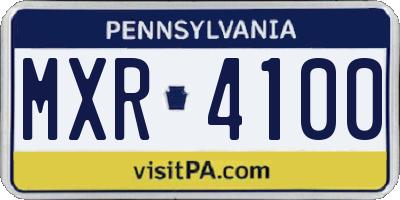 PA license plate MXR4100