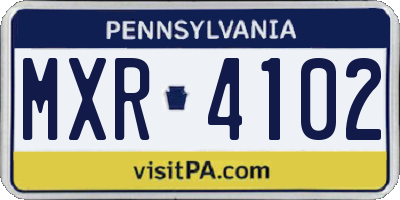 PA license plate MXR4102