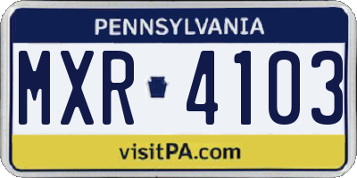 PA license plate MXR4103
