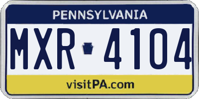 PA license plate MXR4104