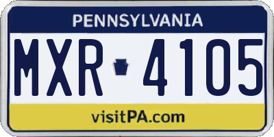 PA license plate MXR4105