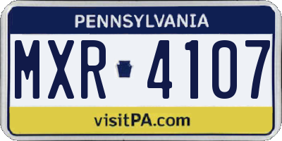PA license plate MXR4107