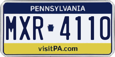 PA license plate MXR4110