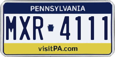 PA license plate MXR4111