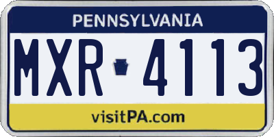 PA license plate MXR4113