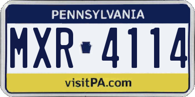 PA license plate MXR4114