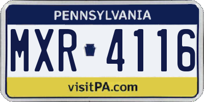 PA license plate MXR4116