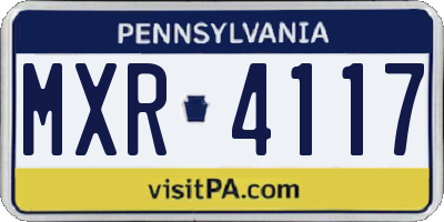 PA license plate MXR4117