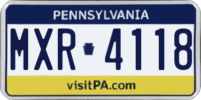 PA license plate MXR4118
