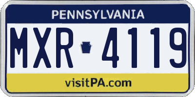 PA license plate MXR4119
