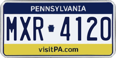 PA license plate MXR4120