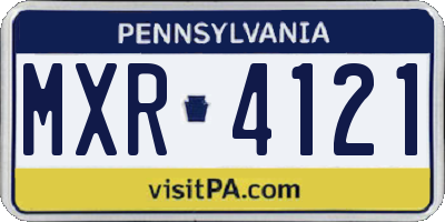 PA license plate MXR4121