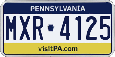 PA license plate MXR4125