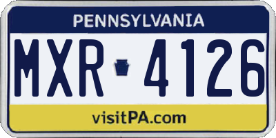 PA license plate MXR4126